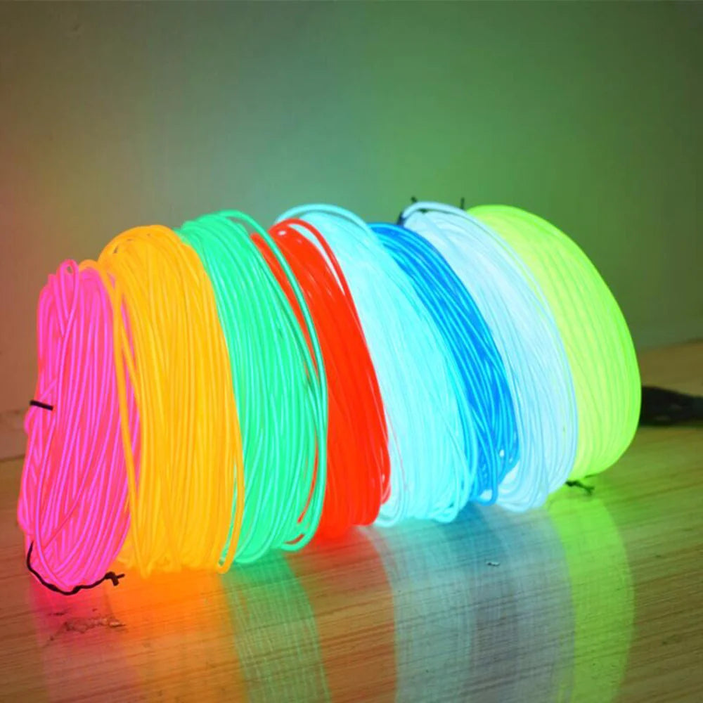 Neon LED Light Glow EL Wire String Strip Rope Tube Decor Car Party + Controller